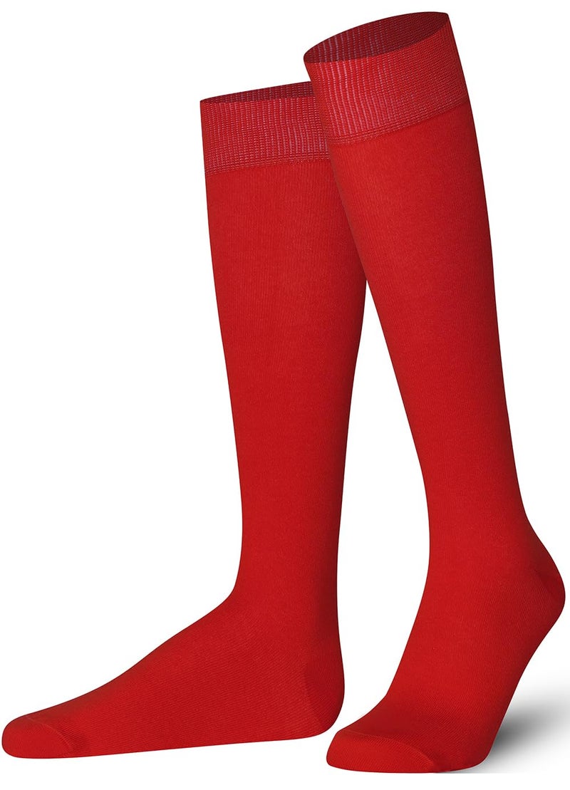 Mysocks جوارب ميسوكز حمراء عالية الركبة للنساء والرجال من القطن الممشط بدون كعب طويل، أحمر، 8-11 - Image 1